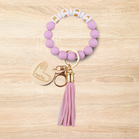 Mama Silicon Beaded Bracelet Keyring Keychain Wristlet Lanyard Christmas Gift