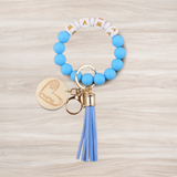 Mama Silicon Beaded Bracelet Keyring Keychain Wristlet Lanyard Christmas Gift