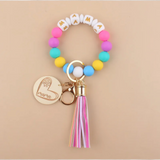 Mama Silicon Beaded Bracelet Keyring Keychain Wristlet Lanyard Christmas Gift