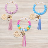 Mama Silicon Beaded Bracelet Keyring Keychain Wristlet Lanyard Christmas Gift