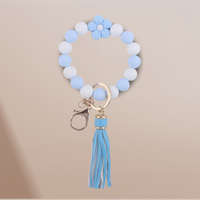 Flower Silicon Beaded Bracelet Keyring Keychain Wristlet Lanyard Christmas Gift